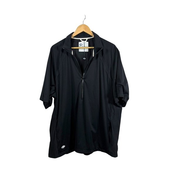 NWT Fidra Golf USA Men’s Short Sleeve Quarter Zip Windbreaker Black Size XL - Picture 1 of 8